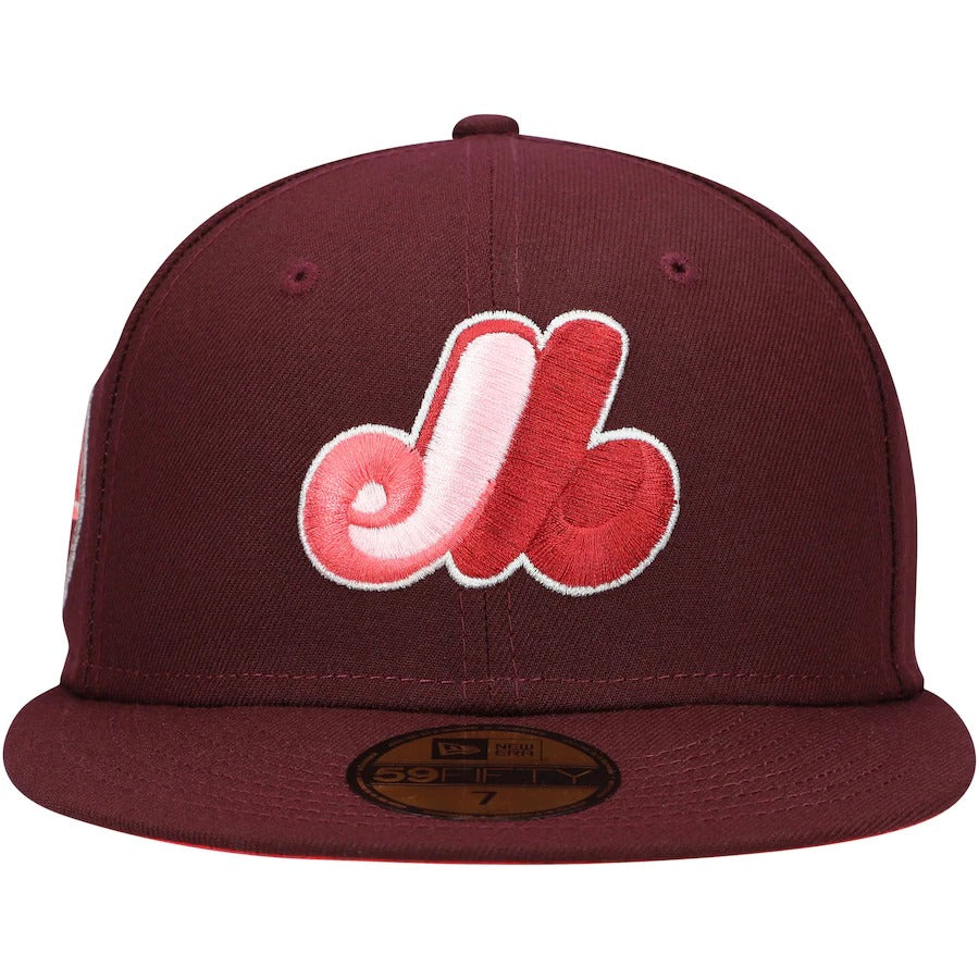 New Era Montreal Expos Maroon Color Fam Lava Red Undervisor 59FIFTY Fitted Hat