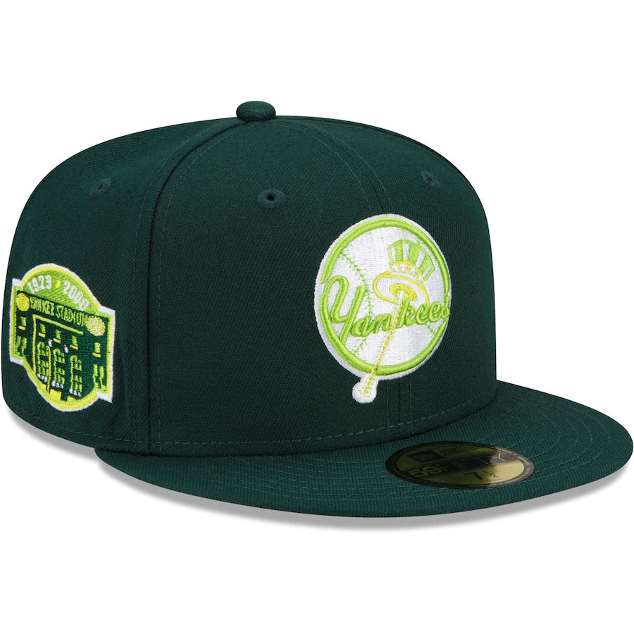 New Era New York Yankees Green 2008 Yankee Stadium Final Season Color Fam Lime Undervisor 59FIFTY Fitted Hat