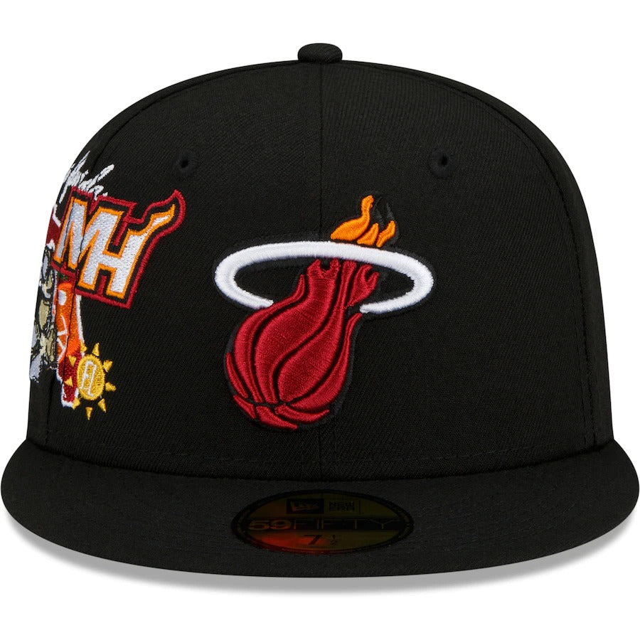 New Era Miami Heat Black City Cluster 59FIFTY Fitted Hat