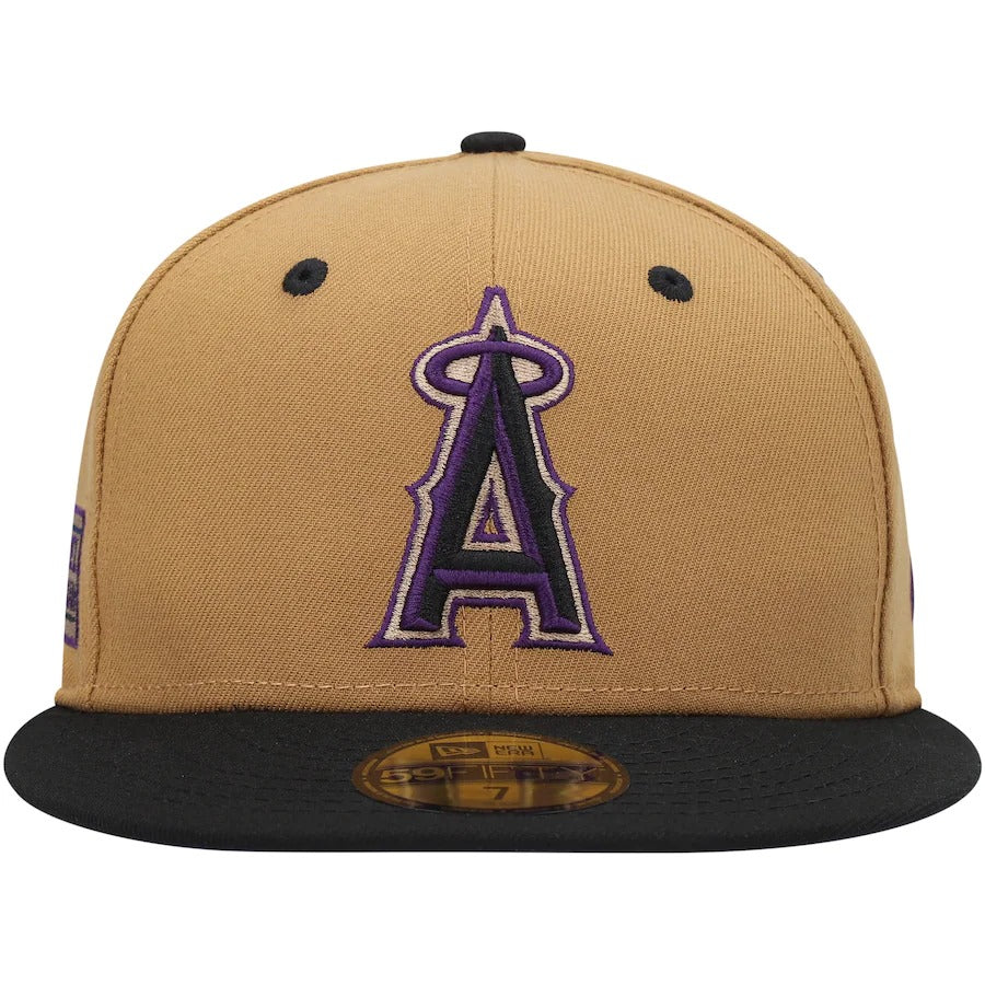 New Era Los Angeles Angels Tan Angel Stadium Purple Undervisor 59FIFTY Fitted Hat