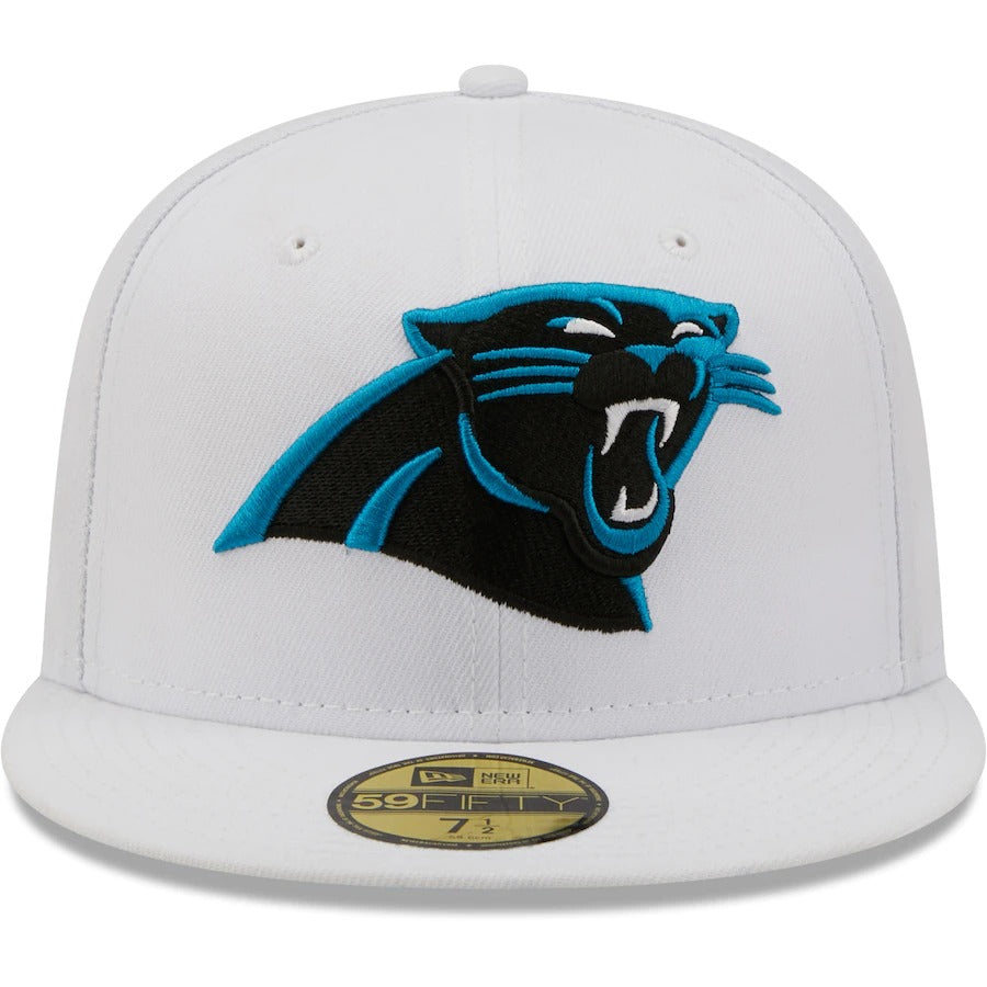 New Era White Carolina Panthers 1997 Pro Bowl Patch Blue Undervisor 59FIFY Fitted Hat