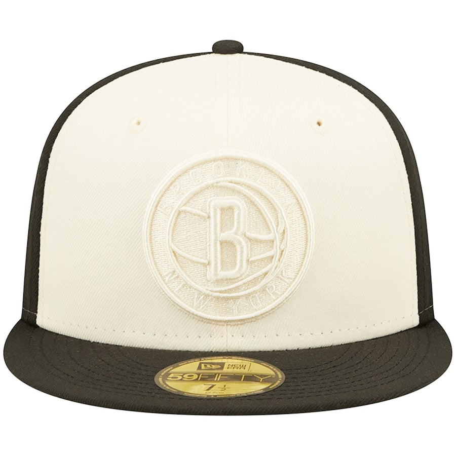 New Era Brooklyn Nets Cream/Black Cork Two-Tone 59FIFTY Fitted Hat