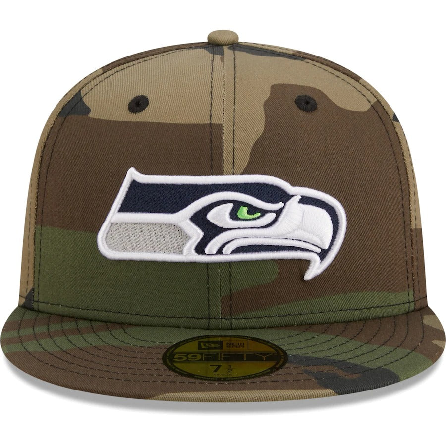 New Era Seattle Seahawks Camo Woodland 2021 59FIFTY Fitted Hat