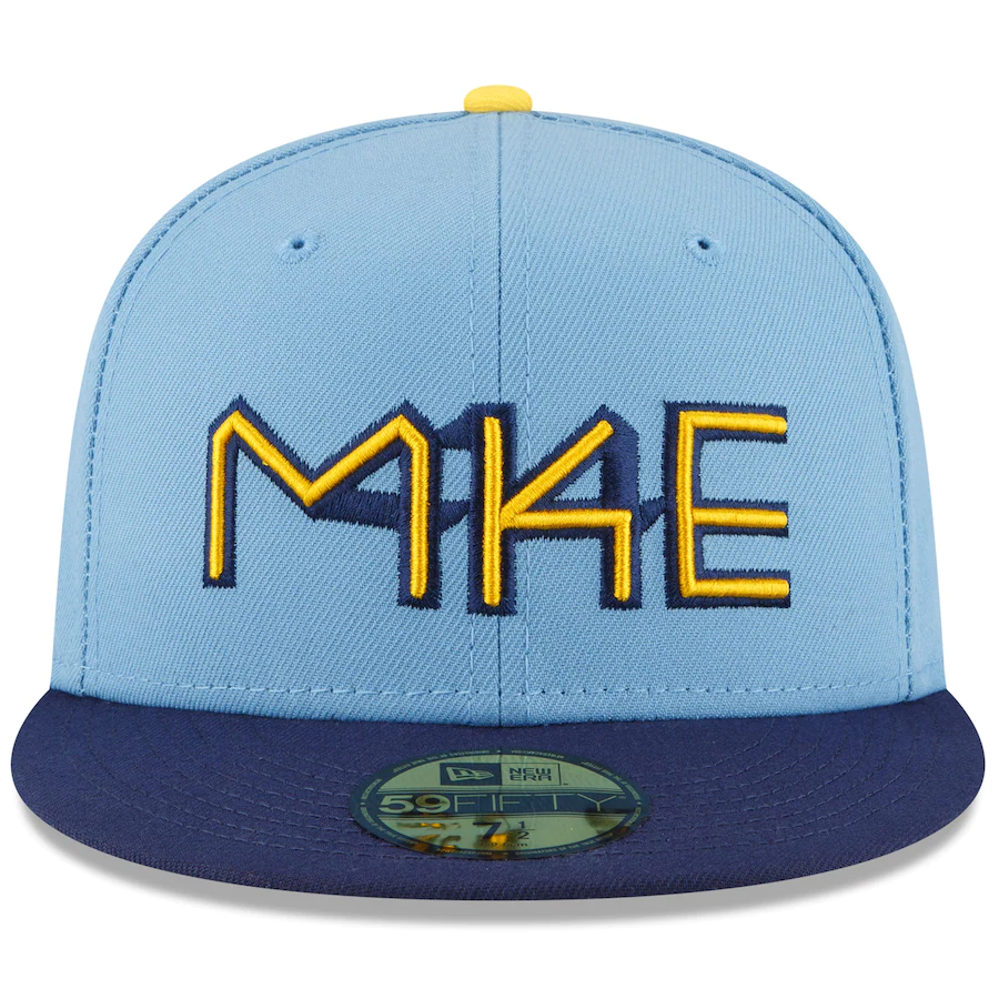 New Era Milwaukee Brewers Powder Blue 2022 City Connect 59FIFTY Fitted Hat