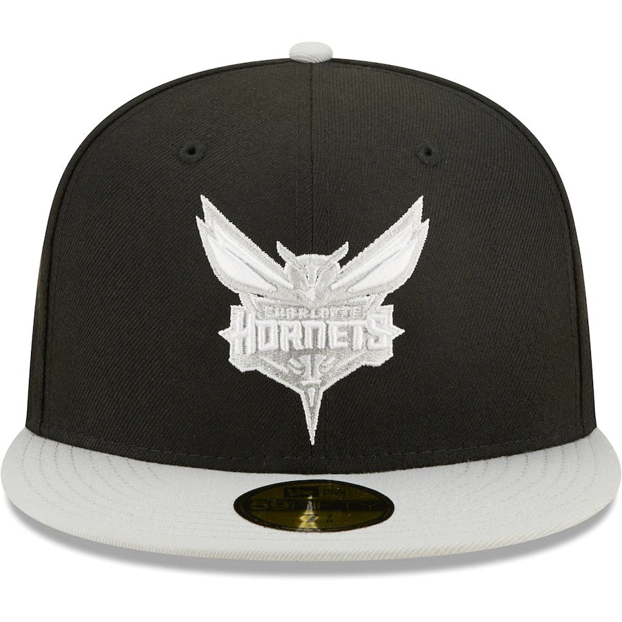 New Era Charlotte Hornets Black/Gray Two-Tone Color Pack 59FIFTY Fitted Hat