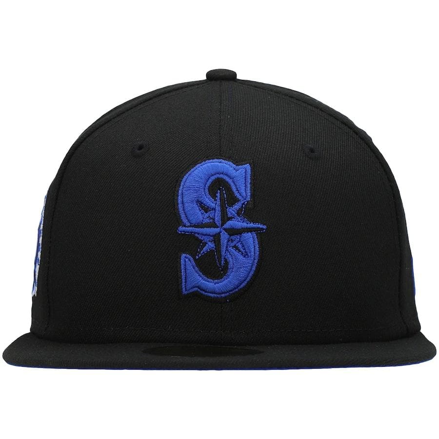 New Era Seattle Mariners Black World Series 35th Anniversary Patch Royal Under Visor 59FIFTY Fitted Hat