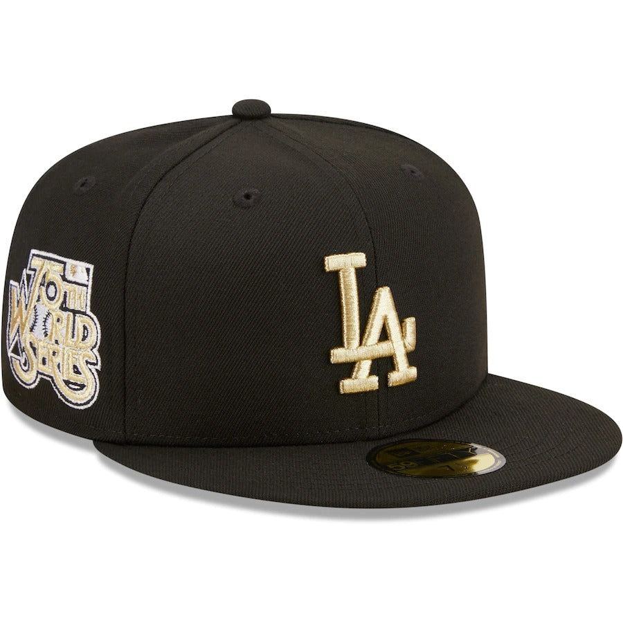 New Era Los Angeles Dodgers Black 1978 World Series Metallic Gold Undervisor 59FIFTY Fitted Hat