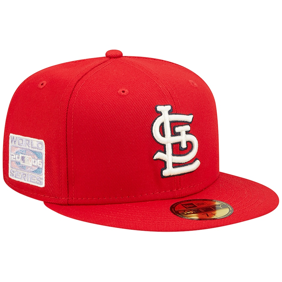 New Era St. Louis Cardinals Red Pop Sweatband Undervisor 2006 MLB World Series Cooperstown Collection 59FIFTY Fitted Hat