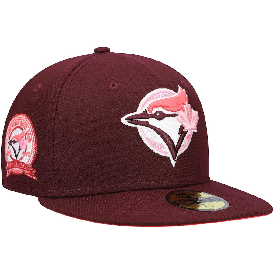 New Era Toronto Blue Jays Maroon Color Fam Lava Red Undervisor 59FIFTY Fitted Hat