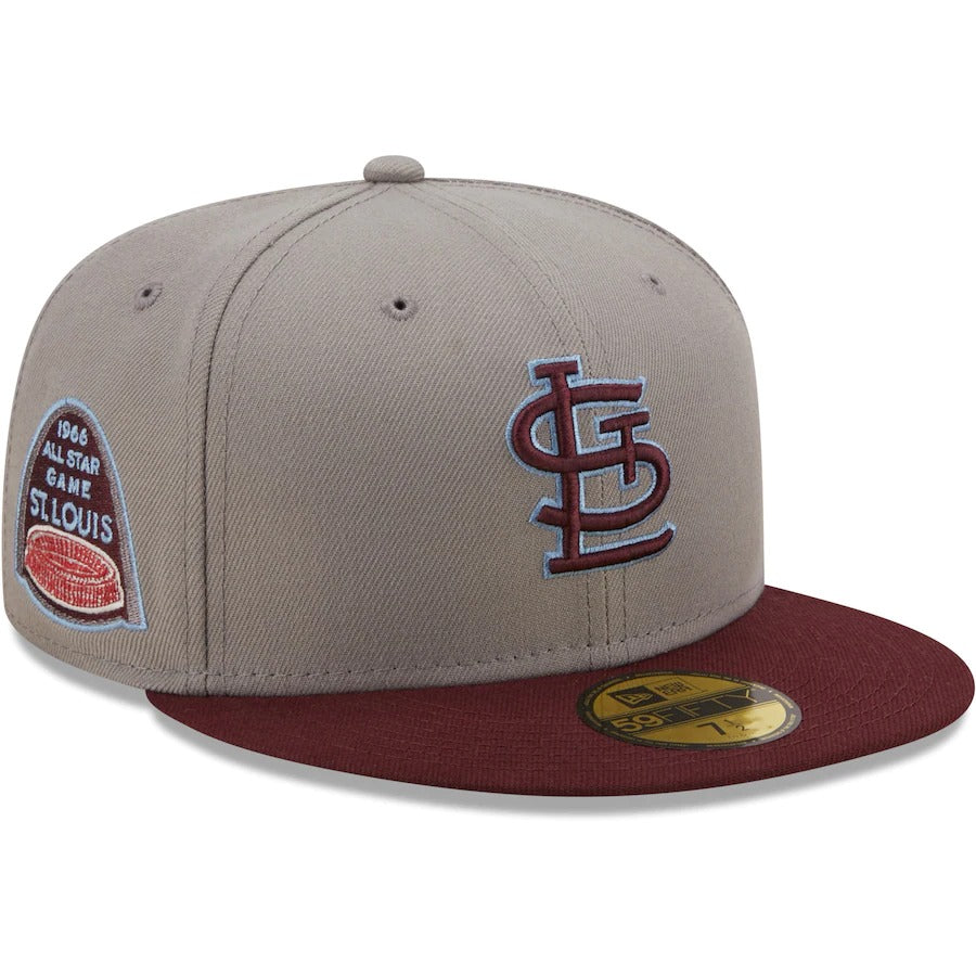 New Era St. Louis Cardinals Misty Maroon 1966 All-Star Game Blue Undervisor 59FIFTY Fitted Hat