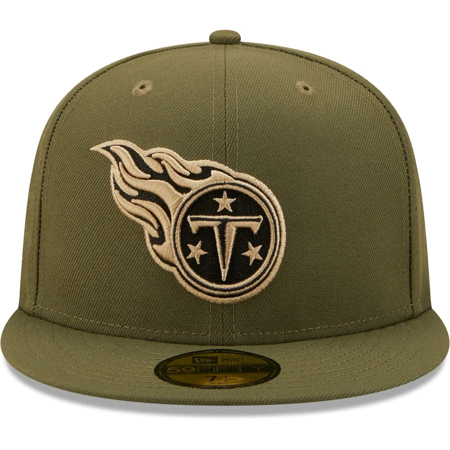 New Era Tennessee Titans Olive 2004 Pro Bowl Camo Undervisor 59FIFTY Fitted Hat