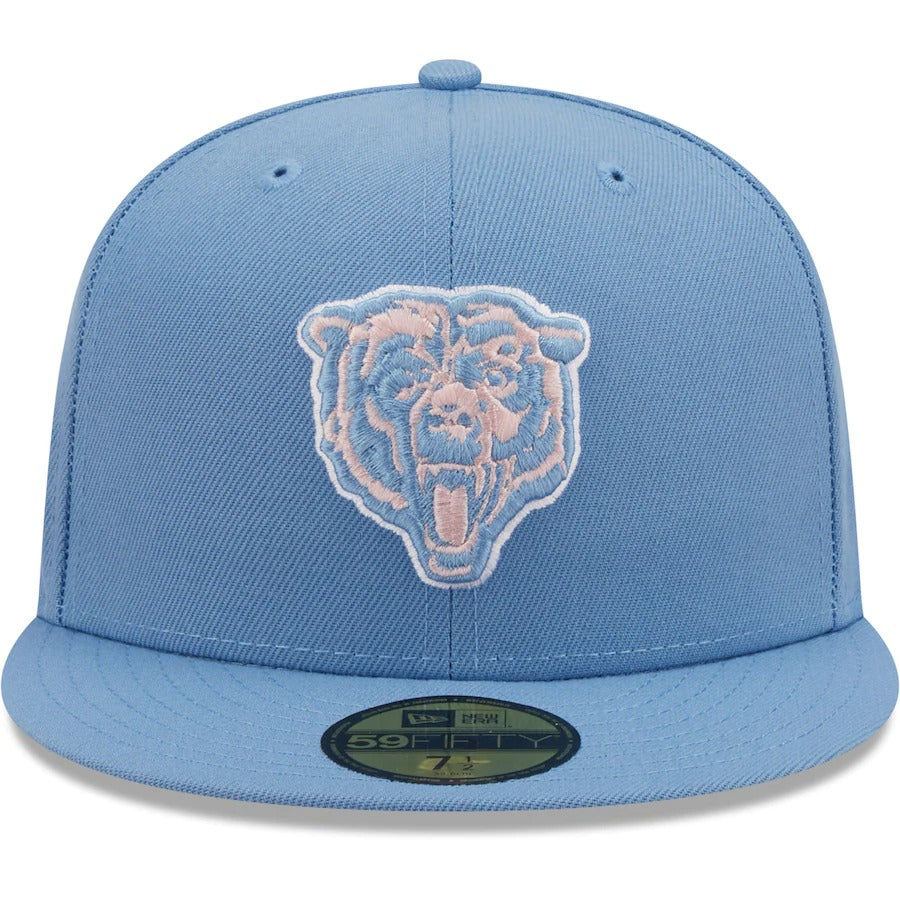 New Era Chicago Bears Light Blue Super Bowl XX Pink Undervisor 59FIFTY Fitted Hat