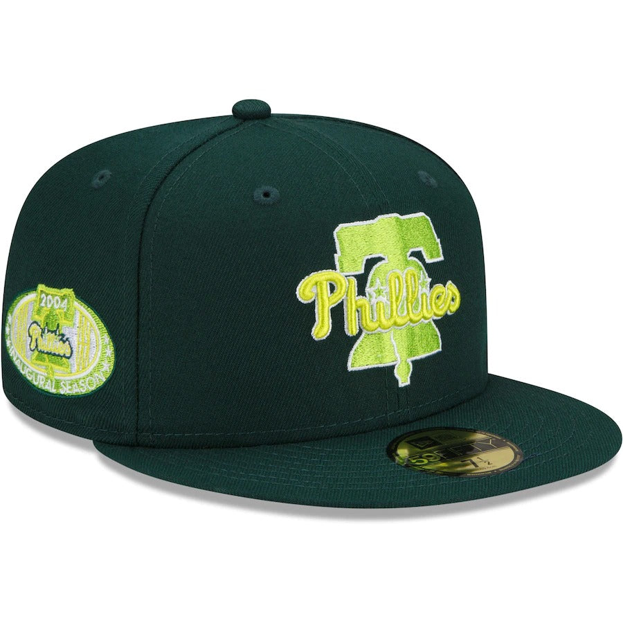 New Era Philadelphia Phillies Green 2004 Citizens Bank Park Inaugural Season Color Fam Lime Undervisor 59FIFTY Fitted Hat
