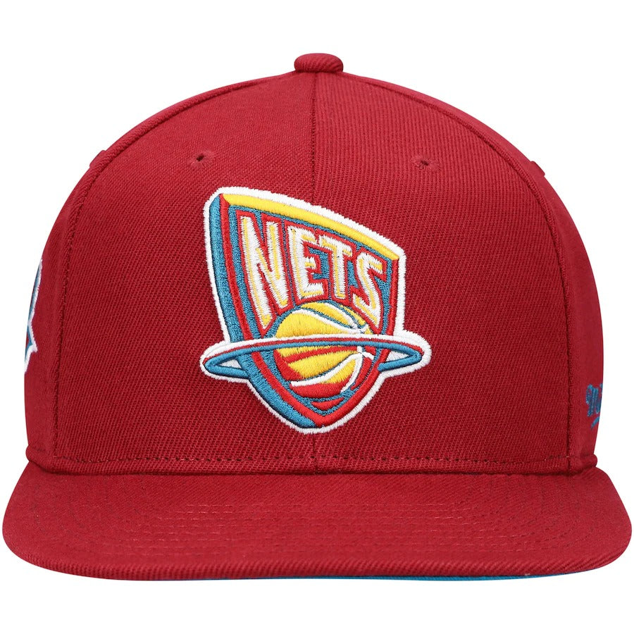 Mitchell & Ness x Lids New Jersey Nets Red 35 Years Hardwood Classics Northern Lights Fitted Hat