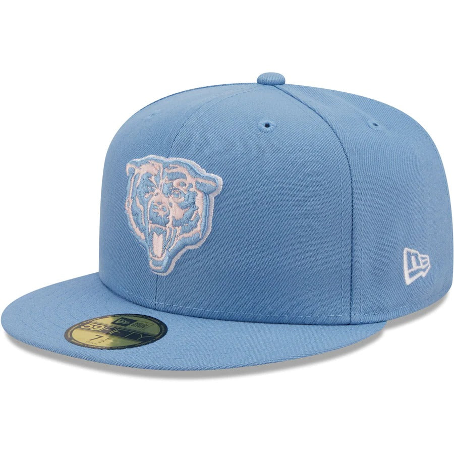 New Era Chicago Bears Light Blue Super Bowl XX Pink Undervisor 59FIFTY Fitted Hat