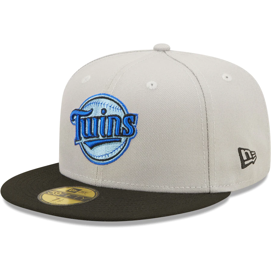 New Era Minnesota Twins 50 Seasons Gray/Black Blue Undervisor 2022 59FIFTY Fitted Hat