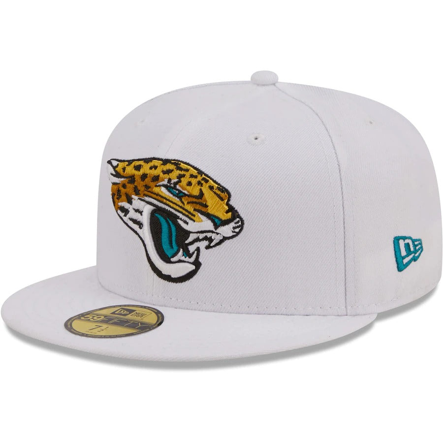 New Era Jacksonville Jaguars White 20th Anniversary Patch Logo 59FIFTY Fitted Hat