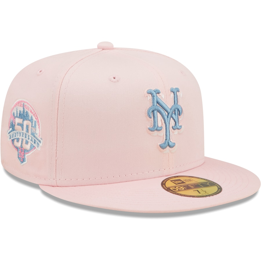 New Era New York Mets Pink/Sky Blue 50th Anniversary Undervisor 59FIFTY Fitted Hat