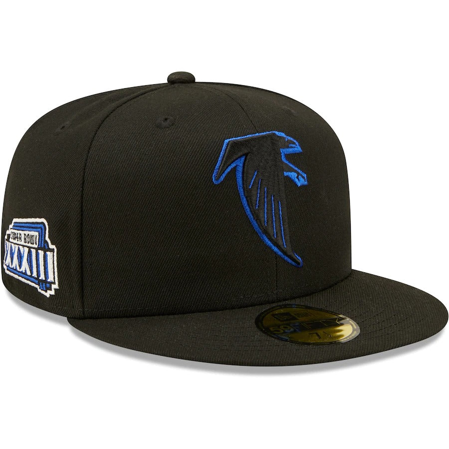 New Era Atlanta Falcons Black Royal Undervisor Super Bowl XXXIII 59FIFTY Fitted Hat