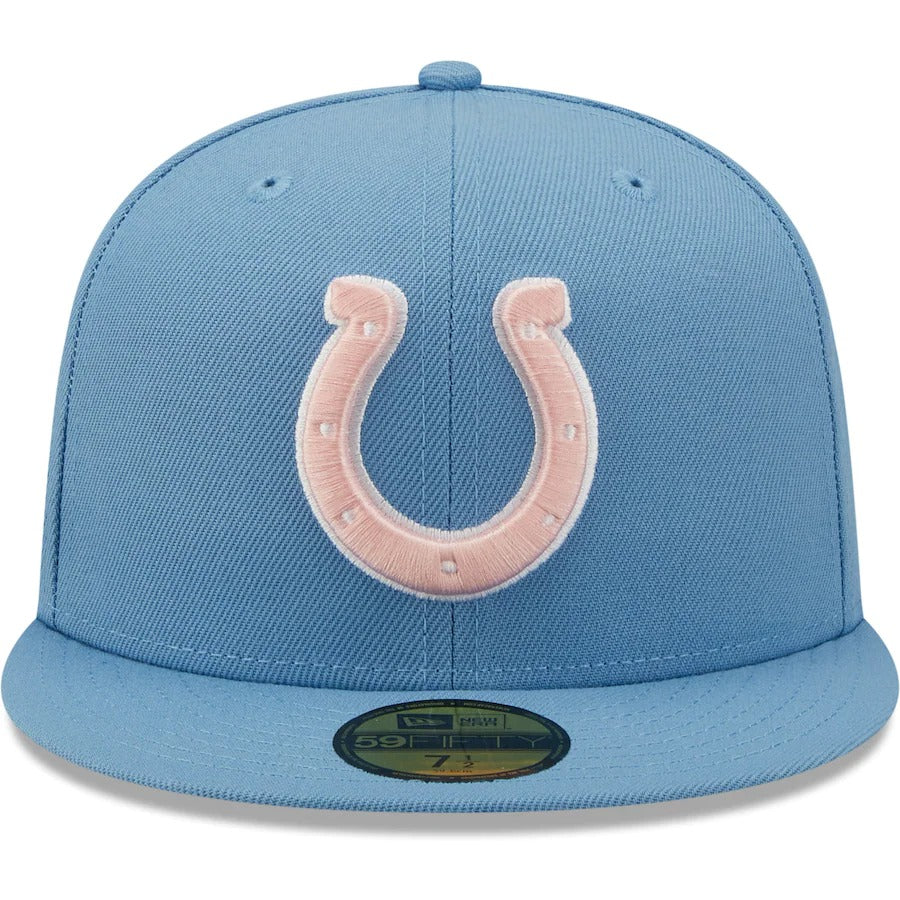 New Era Indianapolis Colts Light Blue Super Bowl XLIV Pink Undervisor 59FIFTY Fitted Hat