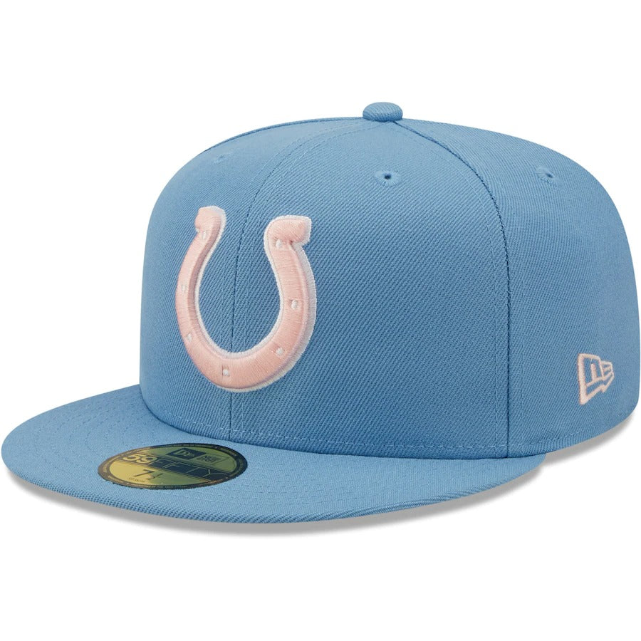 New Era Indianapolis Colts Light Blue Super Bowl XLIV Pink Undervisor 59FIFTY Fitted Hat