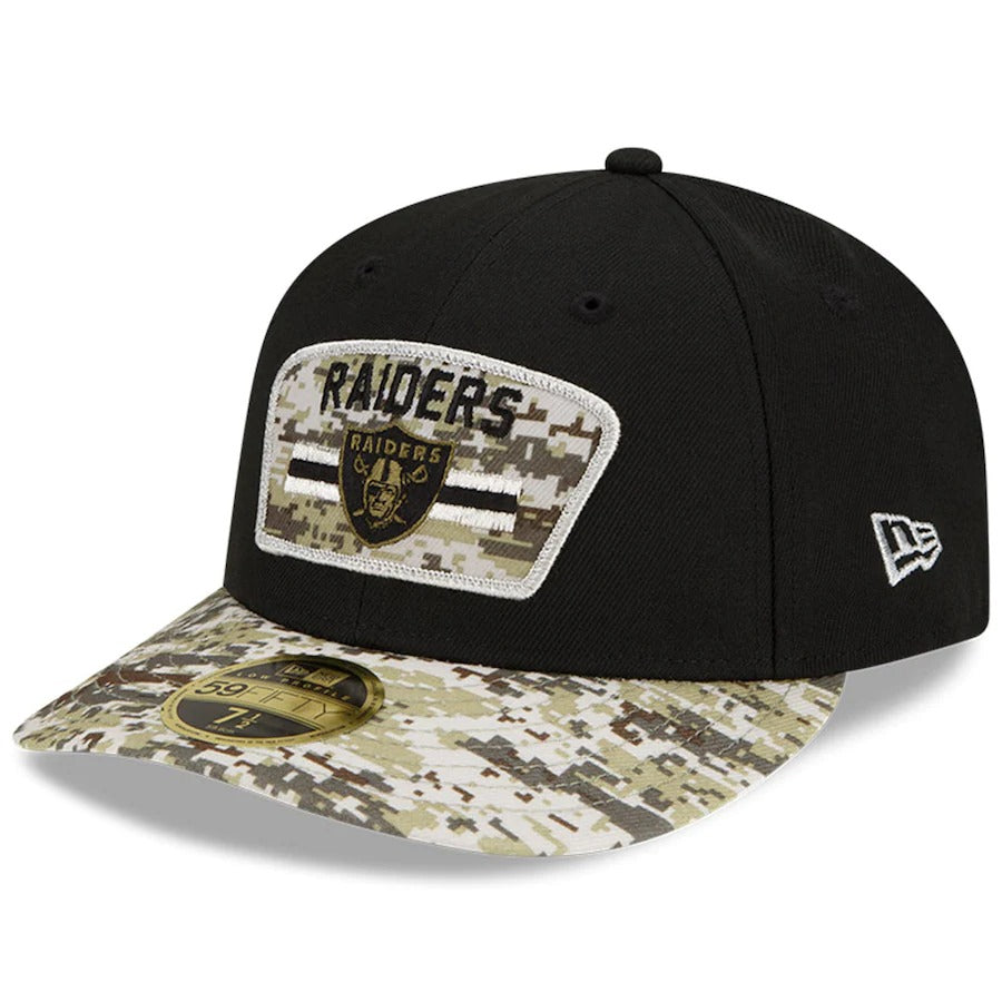 New Era Black/Camo Las Vegas Raiders 2021 Salute To Service Low Profile 59FIFTY Fitted Hat