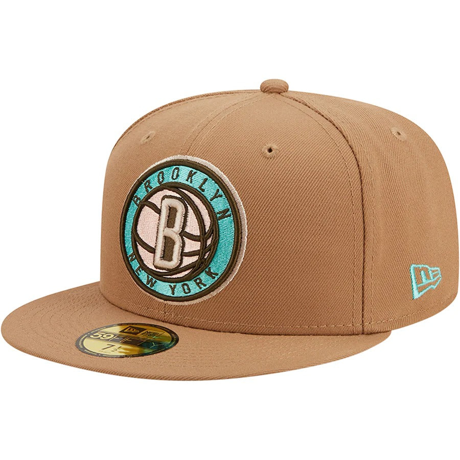New Era Brooklyn Nets Khaki/Mint 75th Anniversary 59FIFTY Fitted Hat