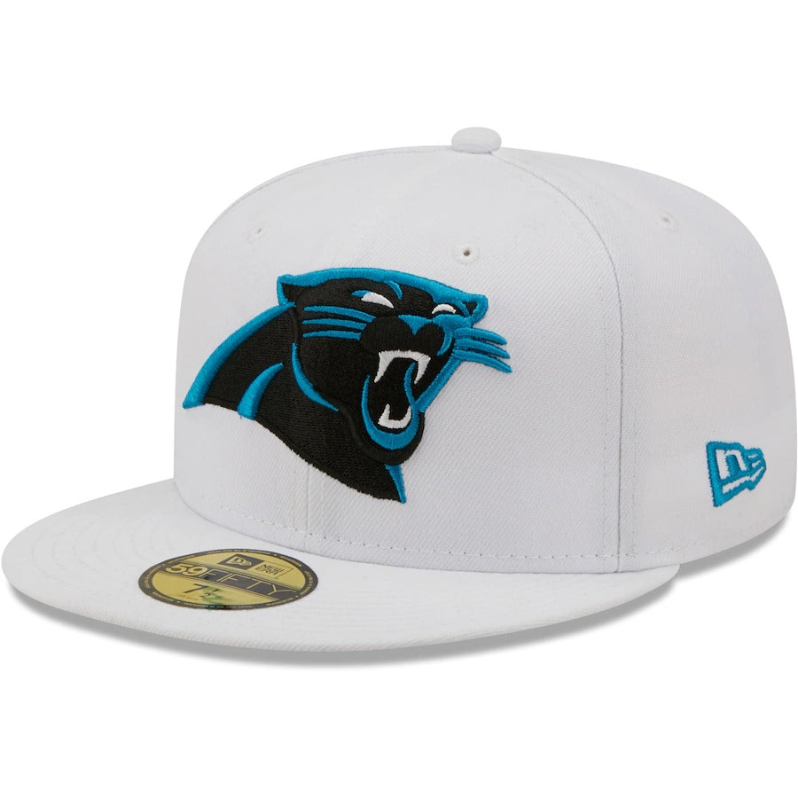 New Era White Carolina Panthers 1997 Pro Bowl Patch Blue Undervisor 59FIFY Fitted Hat