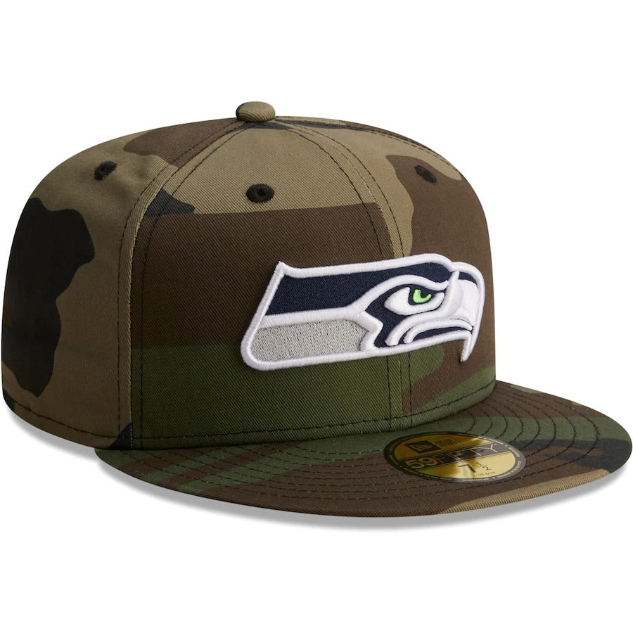 New Era Seattle Seahawks Camo Woodland 2021 59FIFTY Fitted Hat