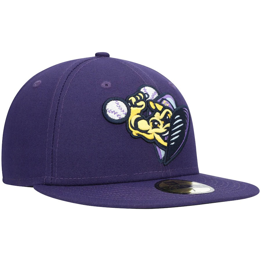 New Era Fort Myers Mighty Mussels Purple Alternate Authentic Collection 59FIFTY Fitted Hat