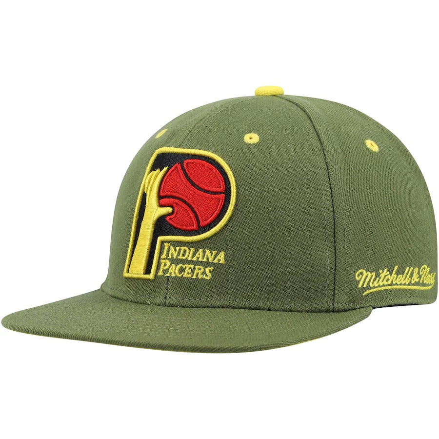 Mitchell & Ness x Lids Indiana Pacers Olive 35th Anniversary Hardwood Classics Dusty Fitted Hat