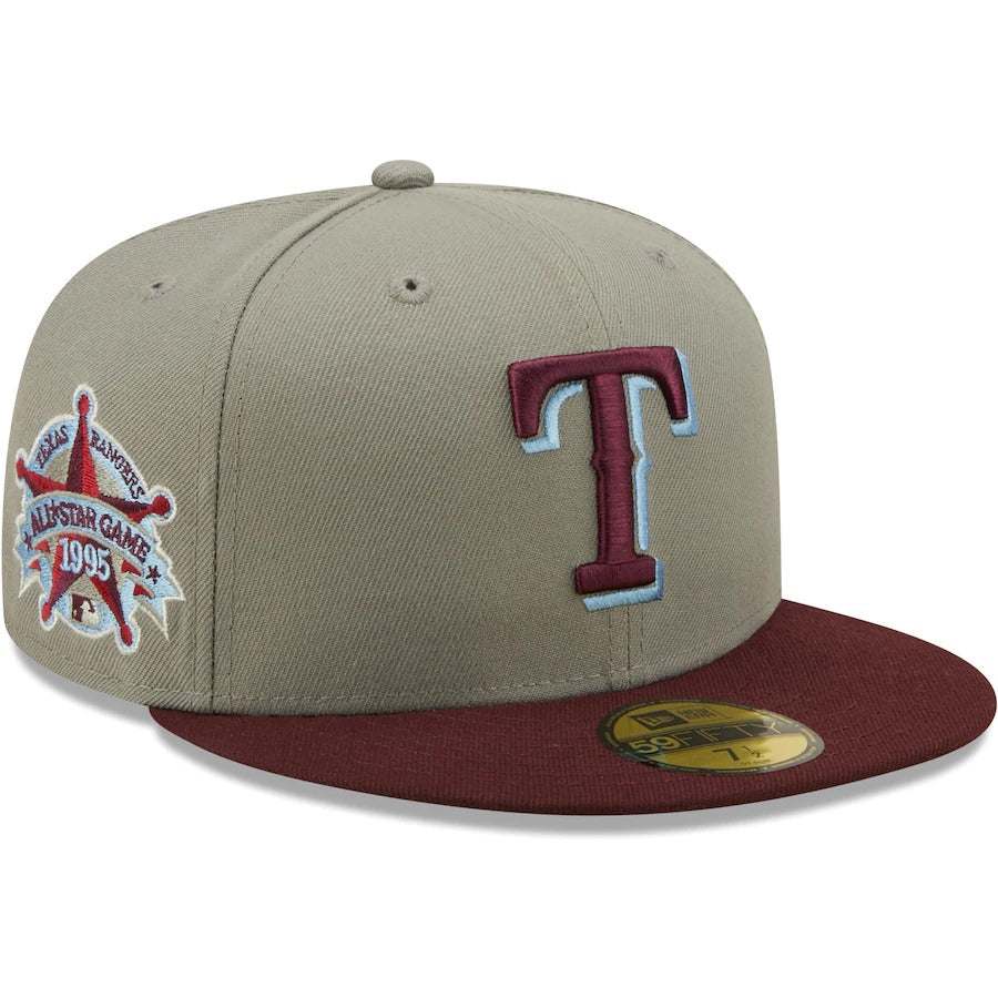 New Era Texas Rangers Gray/Maroon 1995 All-Star Game Blue Undervisor 59FIFTY Fitted Hat