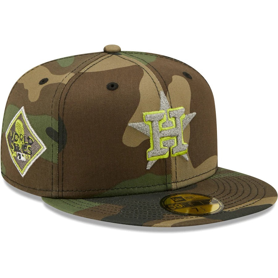 New Era Houston Astros Camo Cooperstown Collection 2017 World Series Woodland Reflective Undervisor 59FIFTY Fitted Hat