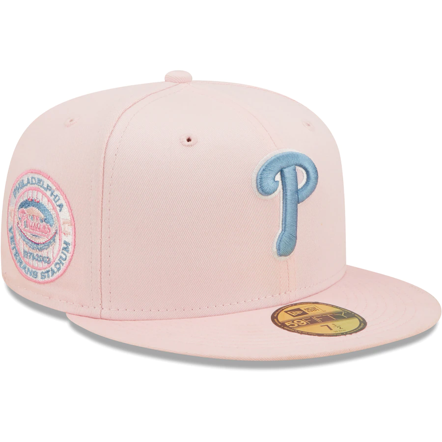 New Era Philadelphia Phillies Pink/Sky Blue 1971-2002 Veterans Stadium Undervisor 59FIFTY Fitted Hat