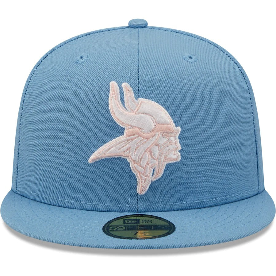 New Era Minnesota Vikings Light Blue 45th Anniversary Pink Undervisor 59FIFTY Fitted Hat