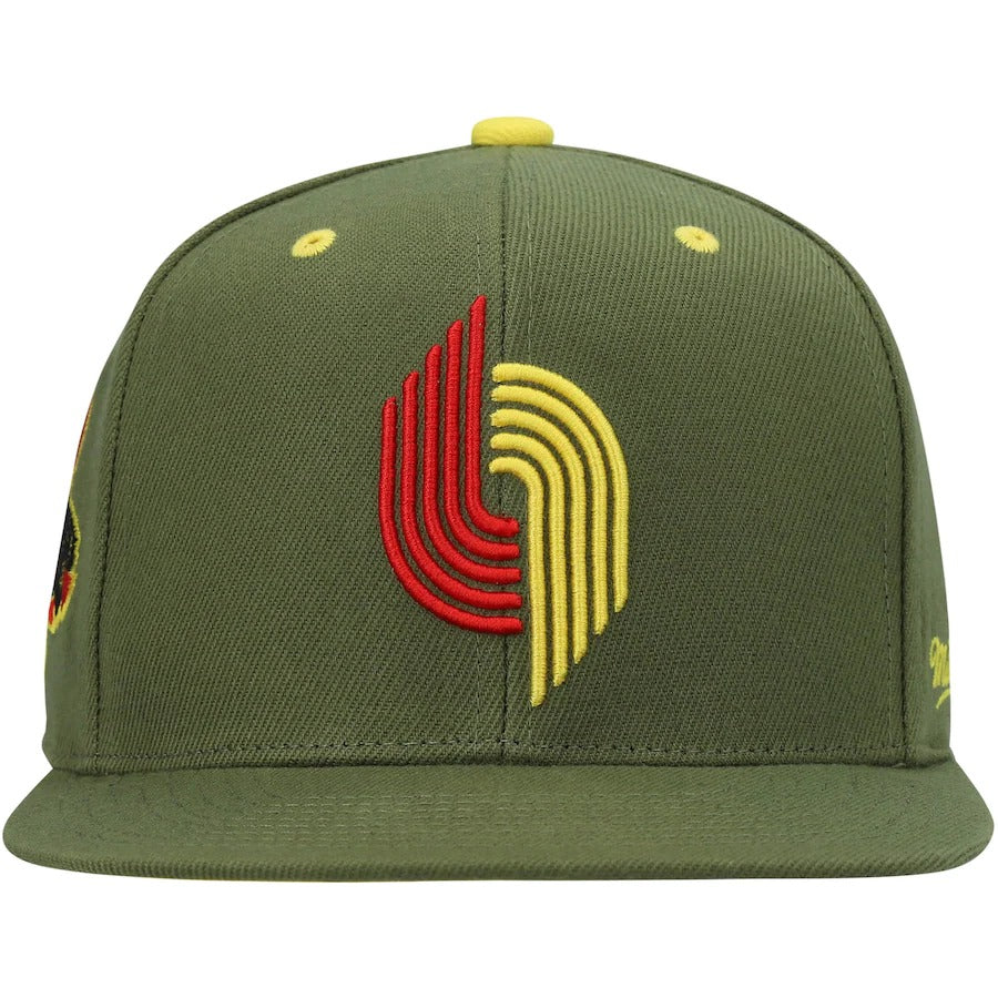 Mitchell & Ness x Lids Portland Trail Blazers Olive NBA Draft Patch Hardwood Classics Dusty Fitted Hat