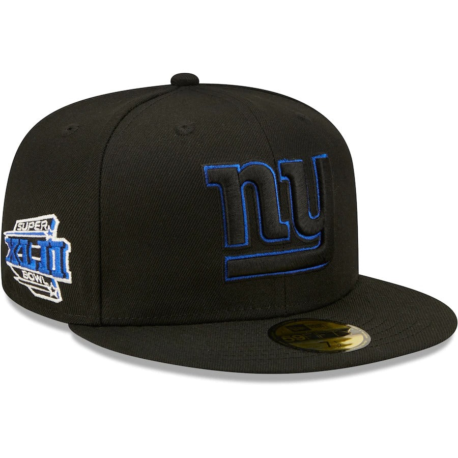 New Era New York Giants Black Royal Undervisor Super Bowl XLII 59FIFTY Fitted Hat