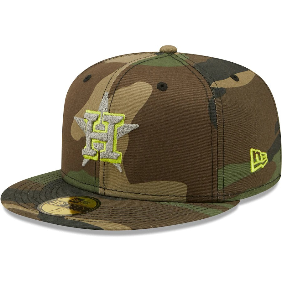 New Era Houston Astros Camo Cooperstown Collection 2017 World Series Woodland Reflective Undervisor 59FIFTY Fitted Hat