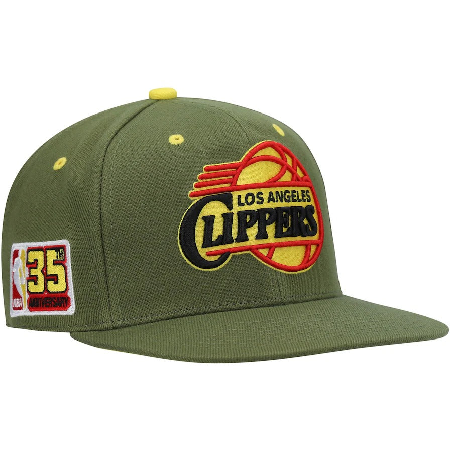 Mitchell & Ness x Lids LA Clippers Olive NBA 35th Anniversary Season Hardwood Classics Dusty Fitted Hat