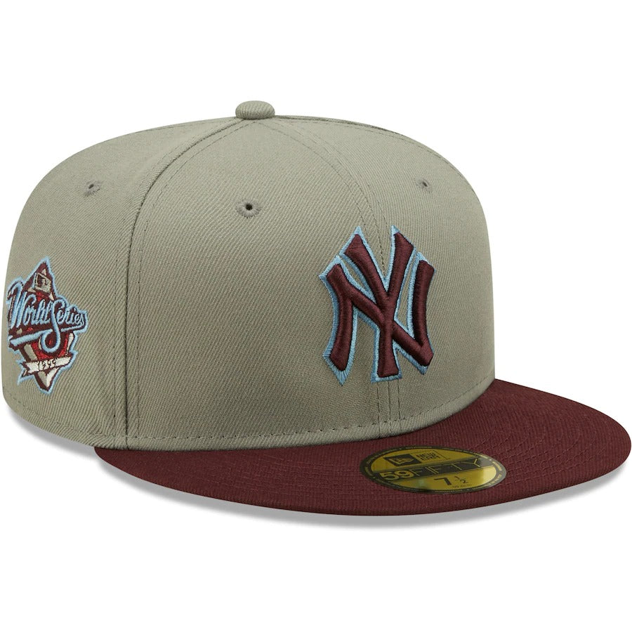 New Era New York Yankees Misty Maroon 1999 World Series Blue Undervisor 59FIFTY Fitted Hat