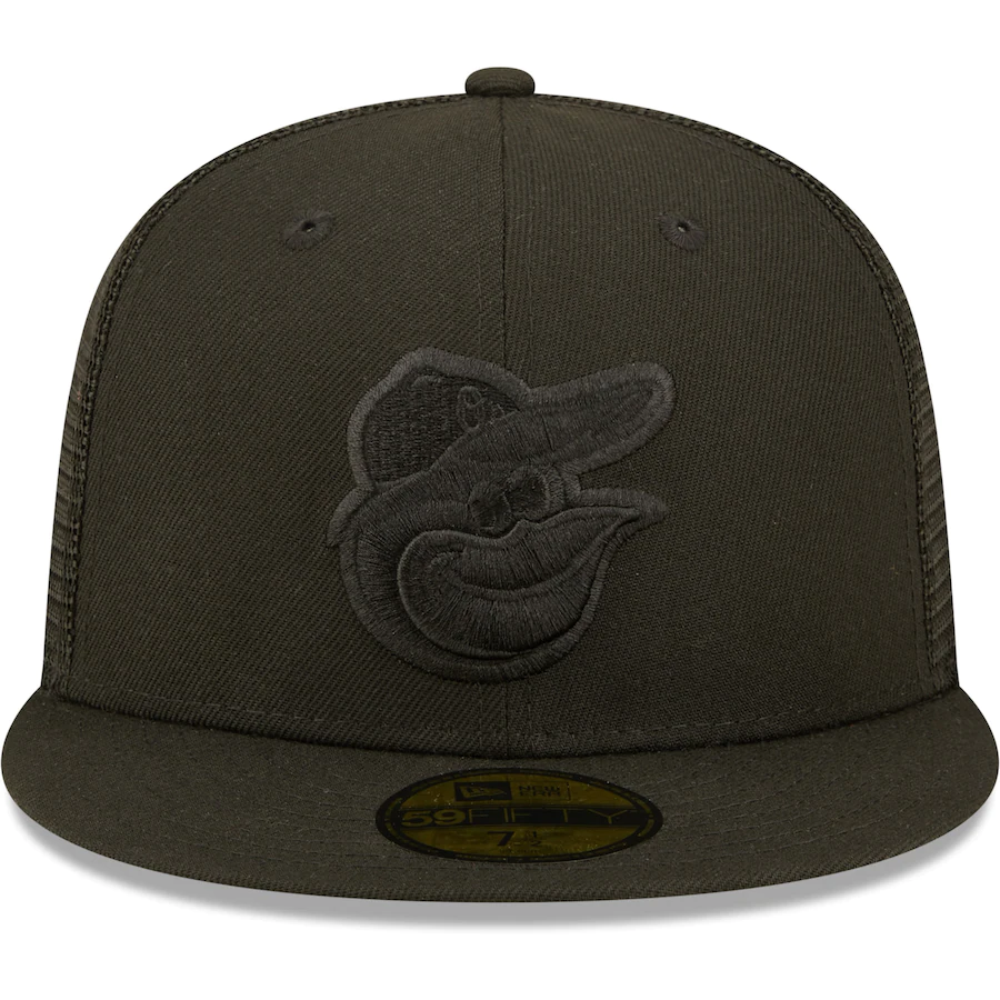 New Era Baltimore Orioles Blackout Trucker 59FIFTY Fitted Hat