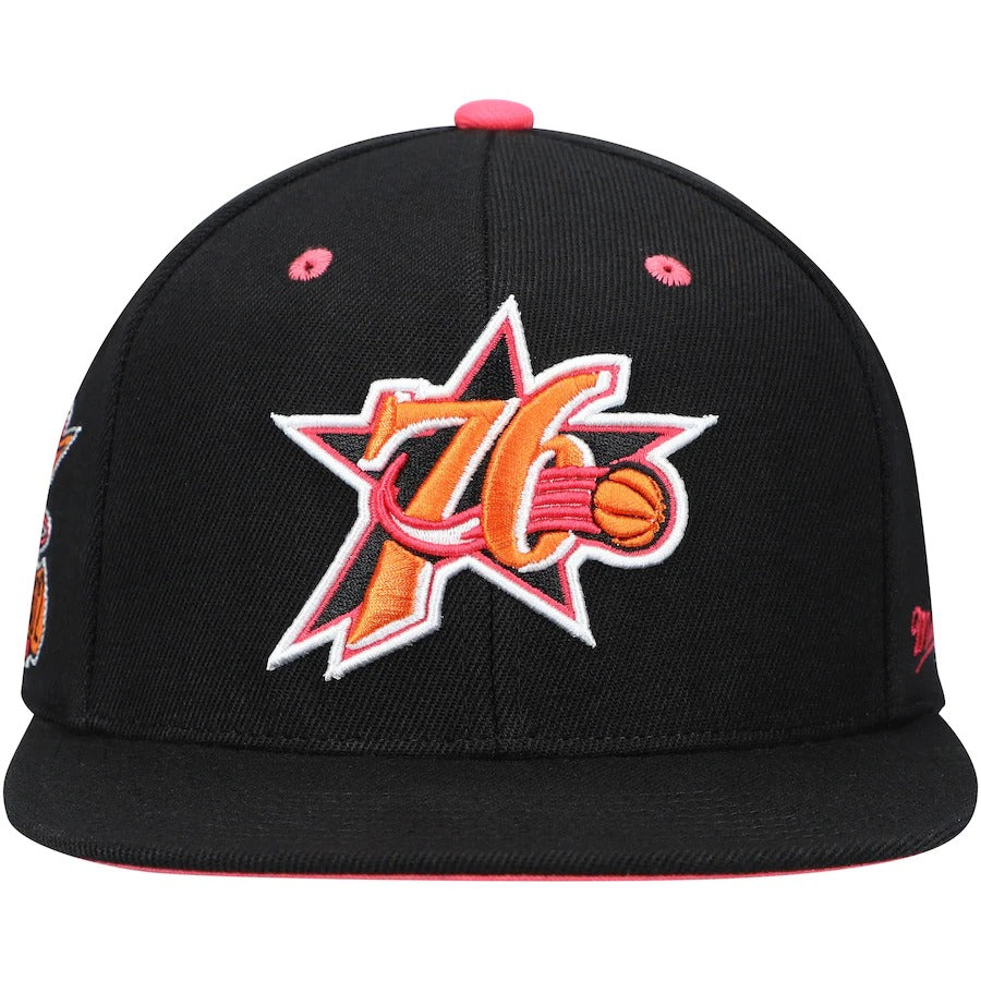 Mitchell & Ness x Lids Philadelphia 76ers Black 2002 NBA All-Star Game Hardwood Classics Sunset Fitted Hat