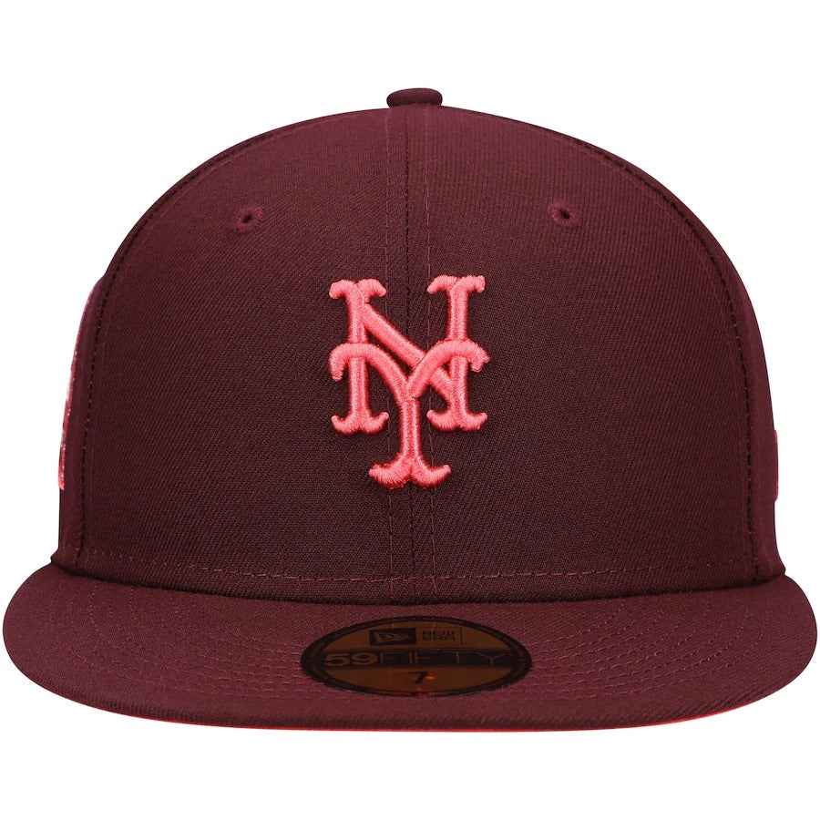 New Era New York Mets Maroon Color Fam Lava Red Undervisor 59FIFTY Fitted Hat