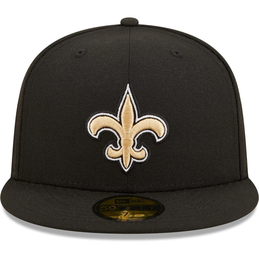 New Era New Orleans Saints Black Anniversary Patch Logo 59FIFTY Fitted Hat