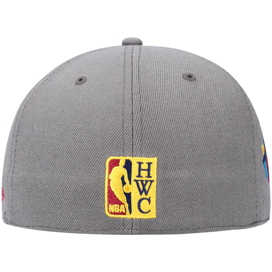 Mitchell & Ness Philadelphia 76ers Charcoal Hardwood Classics Carbon Cabernet 60th Anniversary Fitted Hat