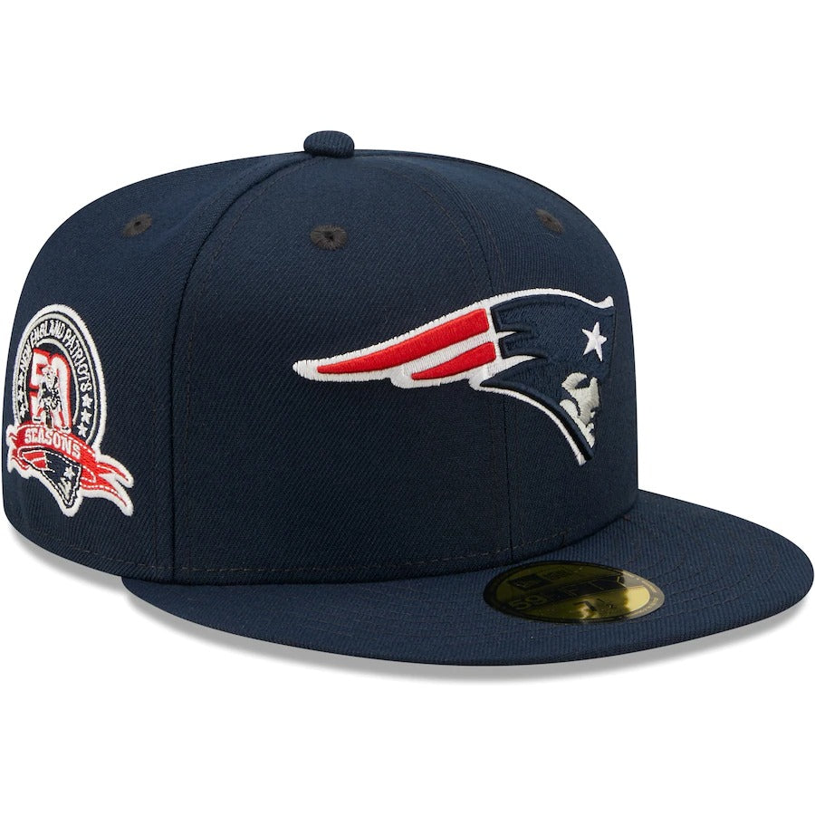 New Era New England Patriots Navy Team 50th Anniversary Patch 59FIFTY Fitted Hat