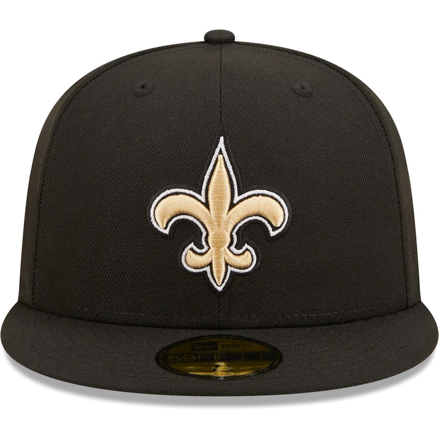 New Era New Orleans Saints Black 50th Anniversary Patch Logo 59FIFTY Fitted Hat