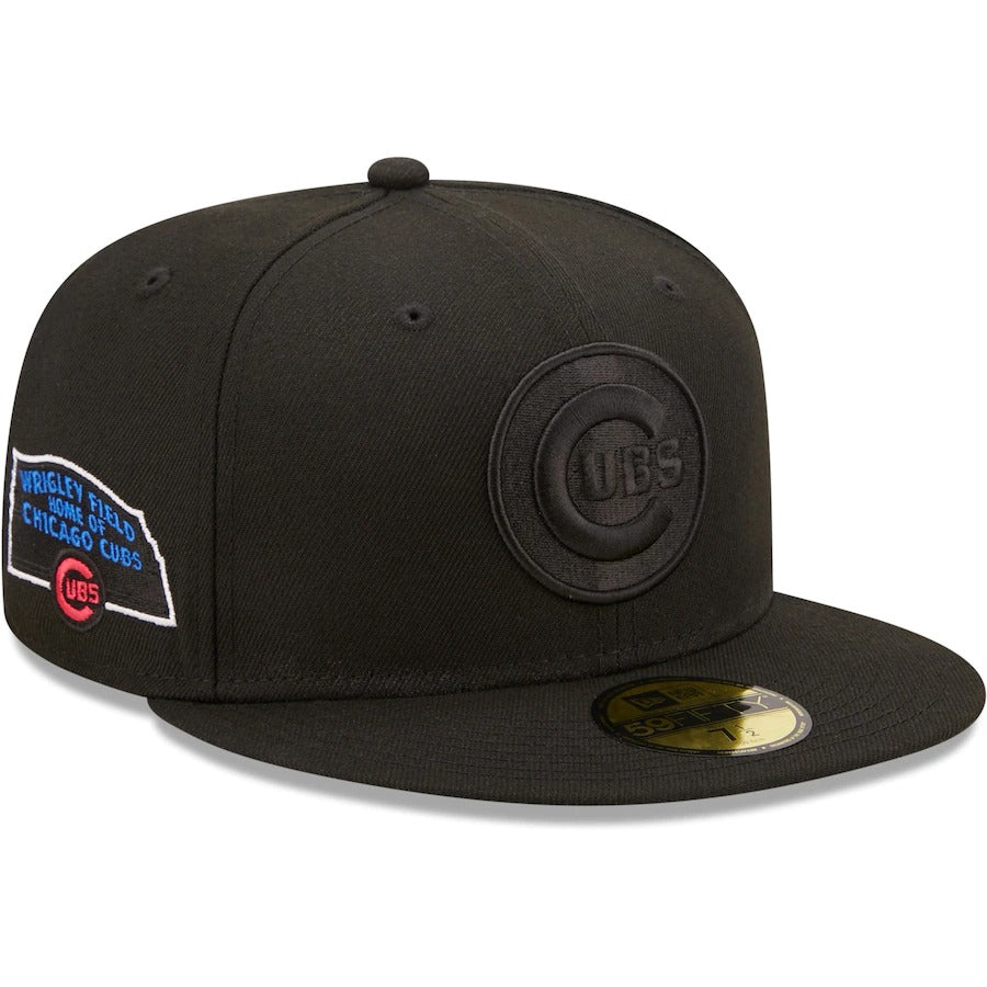 New Era Chicago Cubs Black Wrigley Field Splatter 59FIFTY Fitted Hat