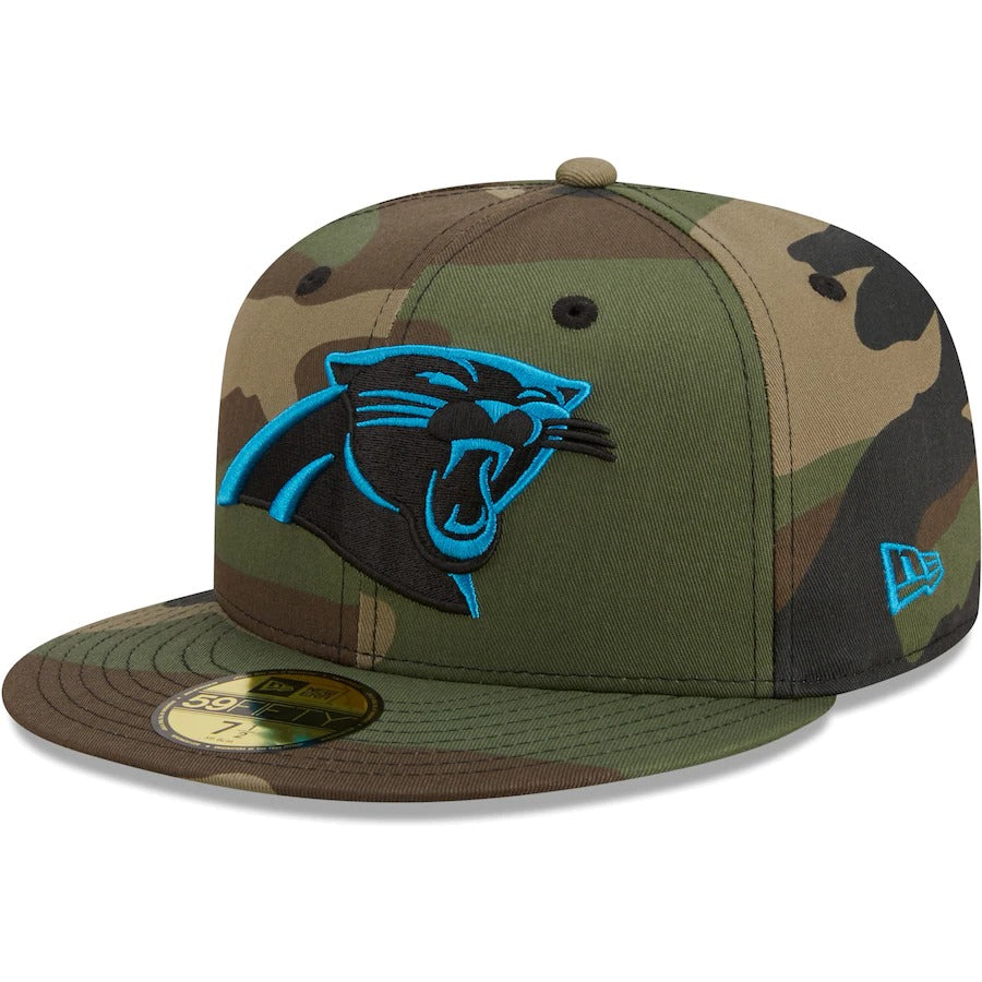 New Era Carolina Panthers Camo Woodland 59FIFTY Fitted Hat