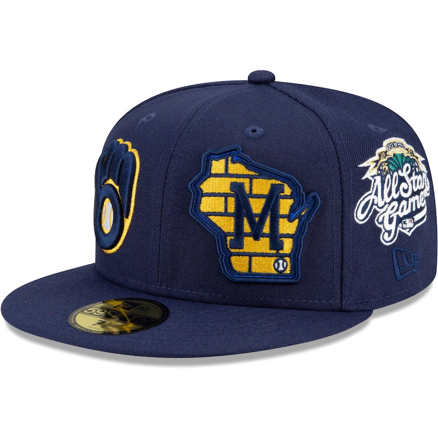 New Era Milwaukee Brewers Navy Patch Pride 59FIFTY Fitted Hat